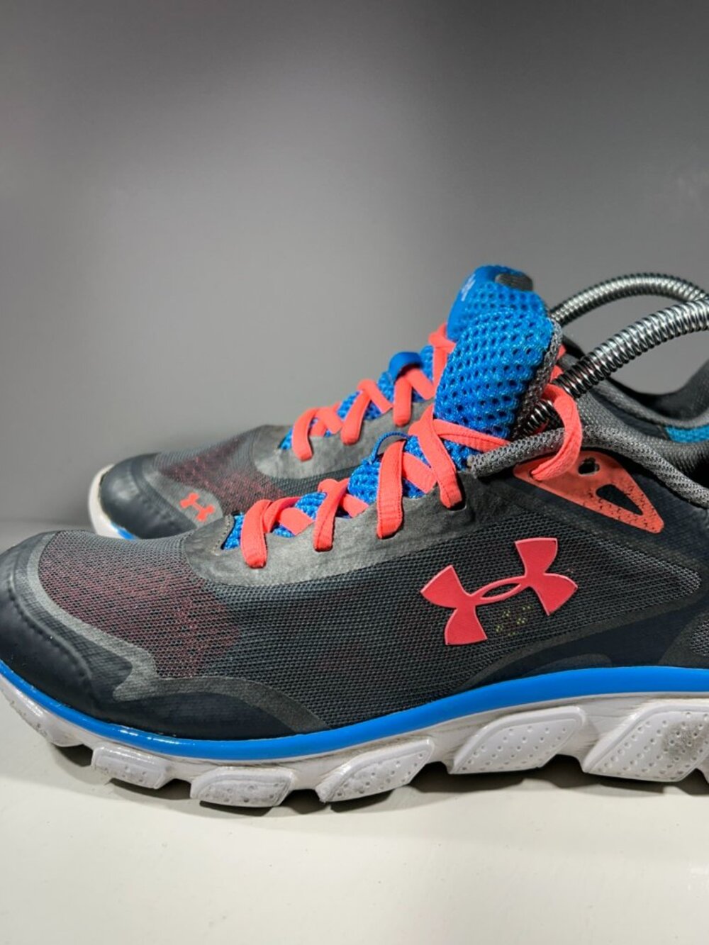 Under Armour Micro G Pulse Womens Running Shoes Size 9.5 Black Blue Sneakers Gym